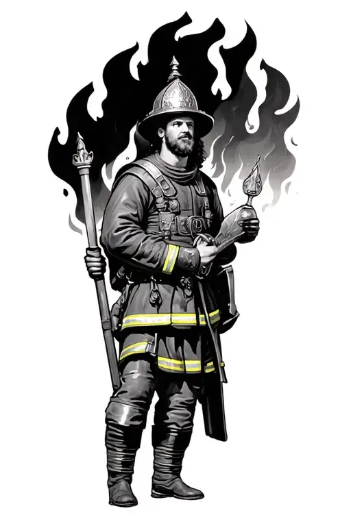 St Florian Protecting A Fire Fighter