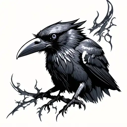 Raven Marked With Vking Runes