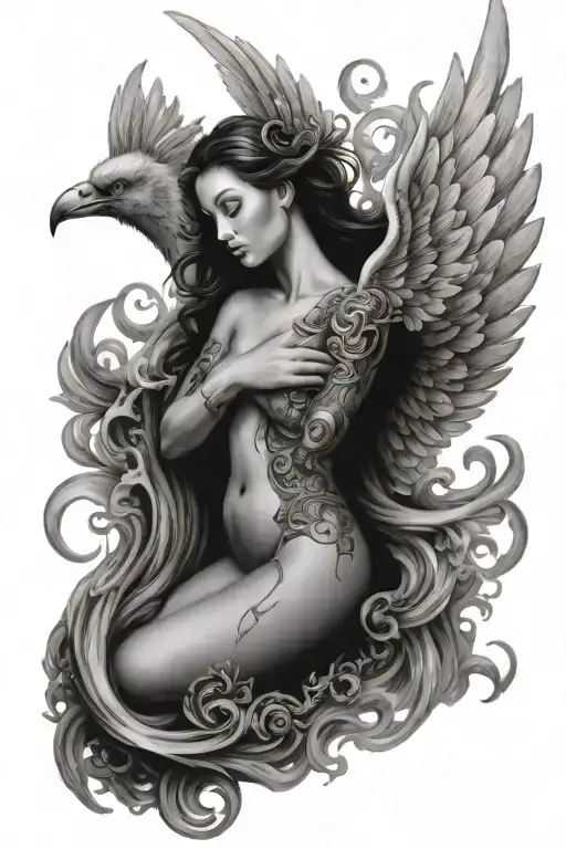 Angel Strong Woman Fire Bird Independent