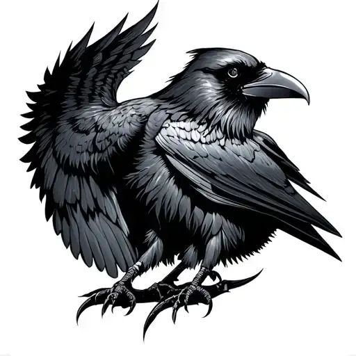 Raven Marked With Viking Runes