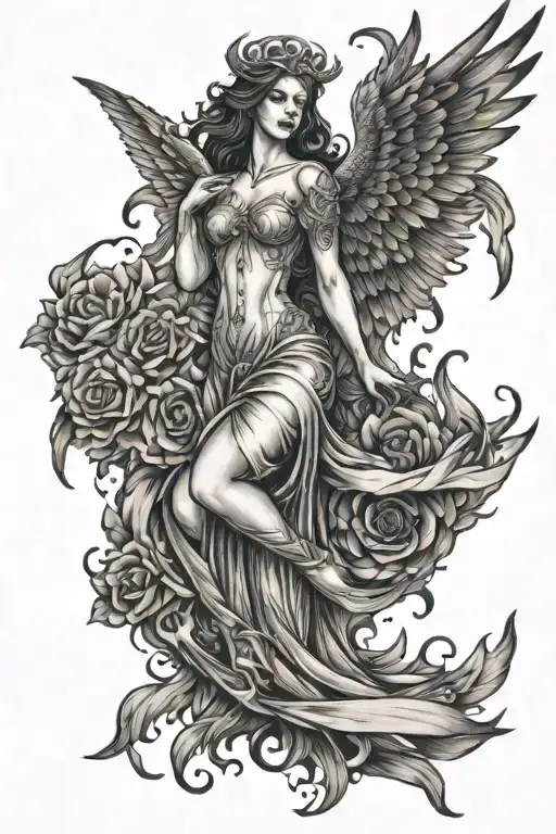 Angel Strong Woman Fire Bird Galaxy