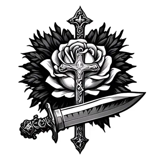 Create A Rosary Rolled Up On Dagger