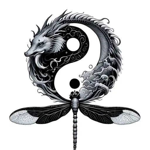 Ying Yang Dragon Fly Elephant