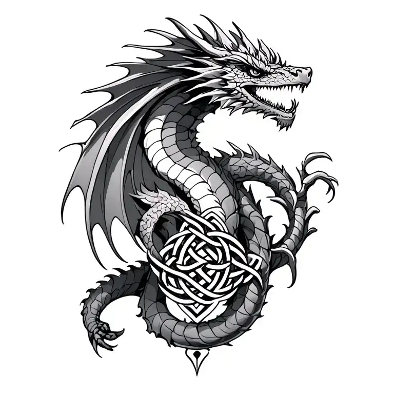 Maes Howe Dragon Intertwined With Celtic Knot