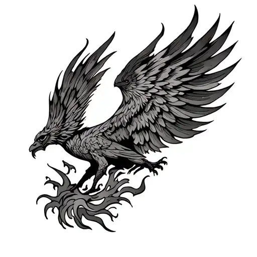 Phoenix Rising From Fire With Words Serenity And Sobriety