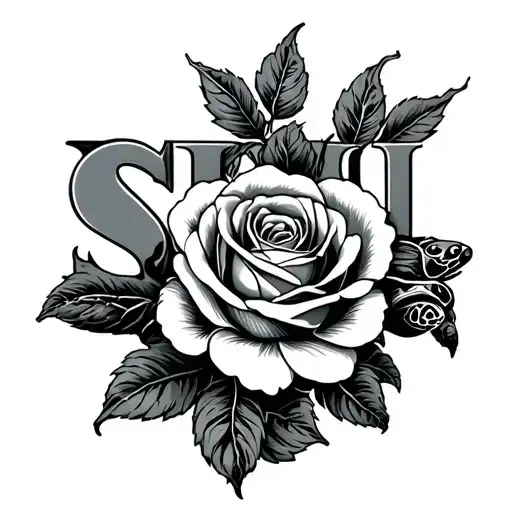 Sisu Letters And A Big Rose Flower And A Turtle