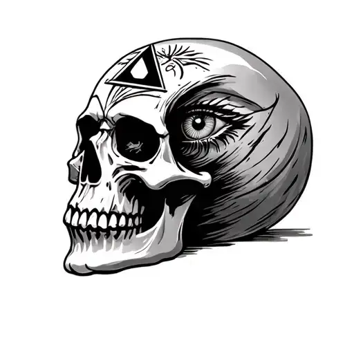 Skull With Illuminati Eye Carved In Forehead
