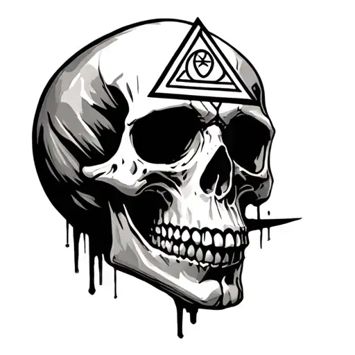 Skull With Illuminati Carved In Forehead