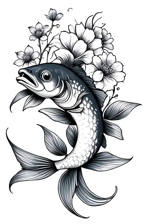 Fish With Flowers Intertwined