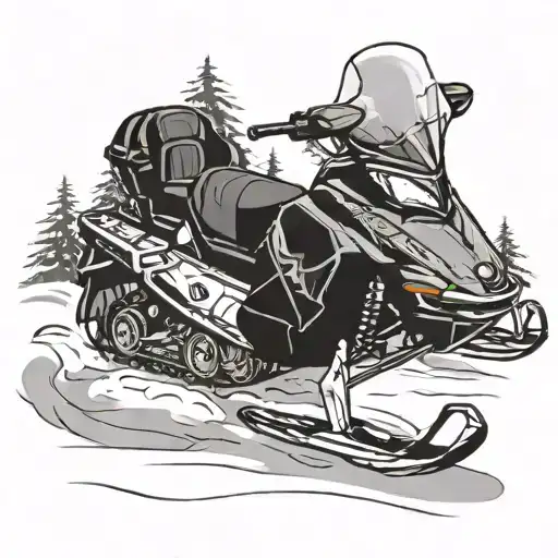 Snowmobile Design Combining Elements Like Trees Background Looking