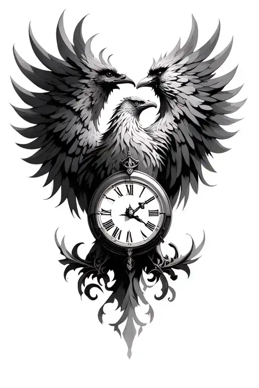 Phoenix And Clock Face