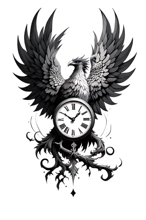 Phoenix And Clock Face