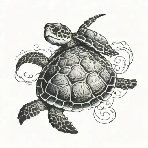 Cute See Turtle Swimming