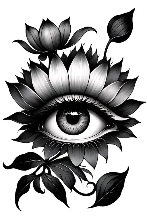 Eye Of St Lucia And Lotus Flower Blooming