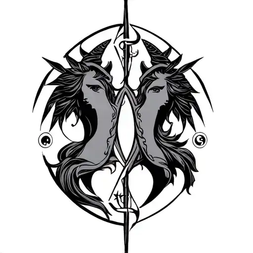 Scopio And Virgo Zodiac Sign Symbol Intertwined