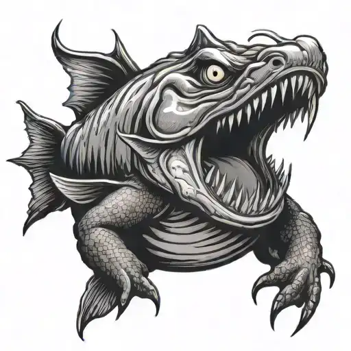 Evil Catfish Sharp Teeth Evil Eyes Jumping Out Of Water