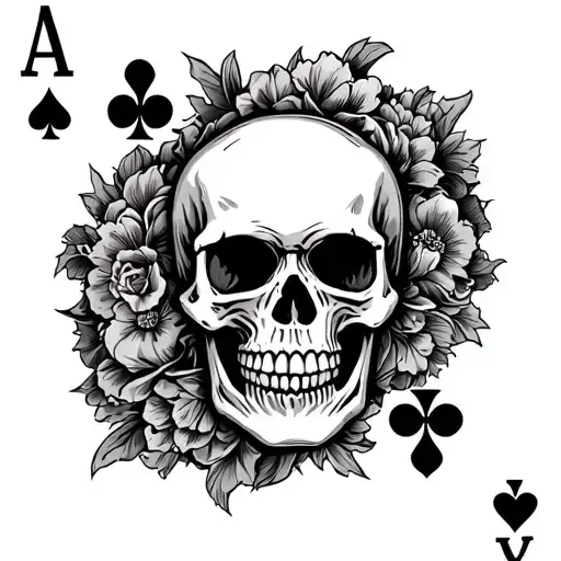 Skull Hand Holding Ace Playing Card