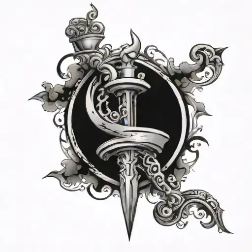 Broken Sword Going Vertically Mens Forearm Tattoo Design