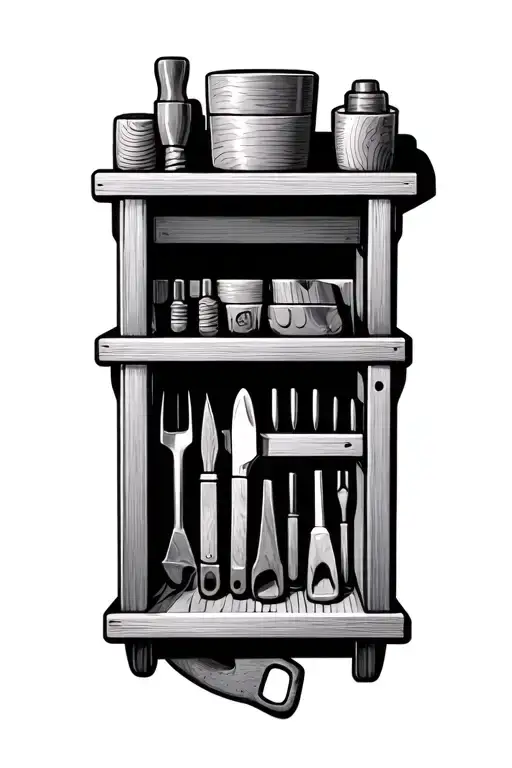 Woodworking Tools Hanging On A Shelf