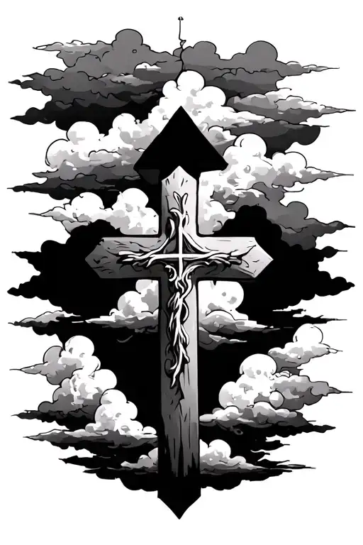 3 Crosses With Clouds In The Background