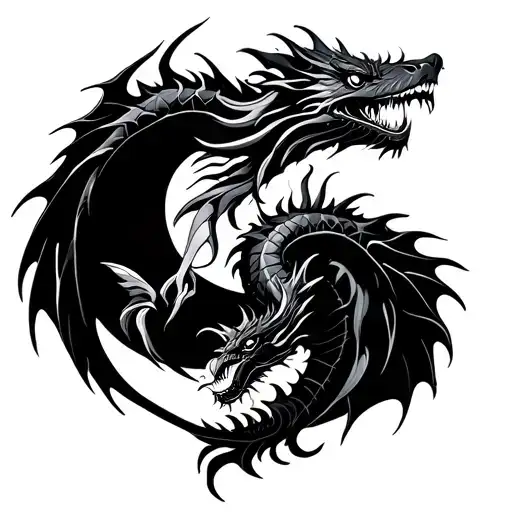 2 Dragons In The Form Of The Astrological Sign Of The Fish