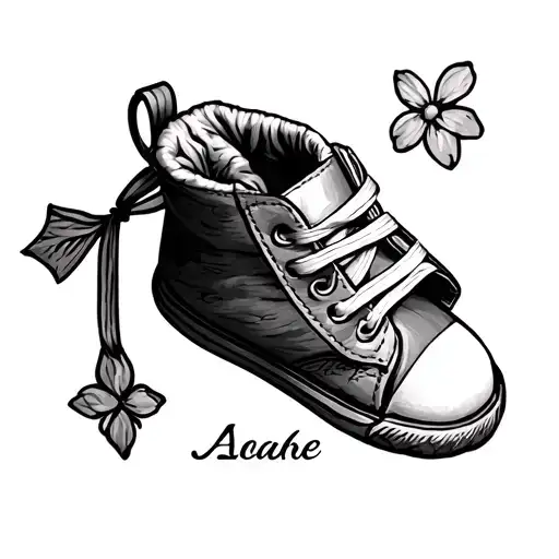 Cross With Baby Booties For Kids Names Hanging Off It