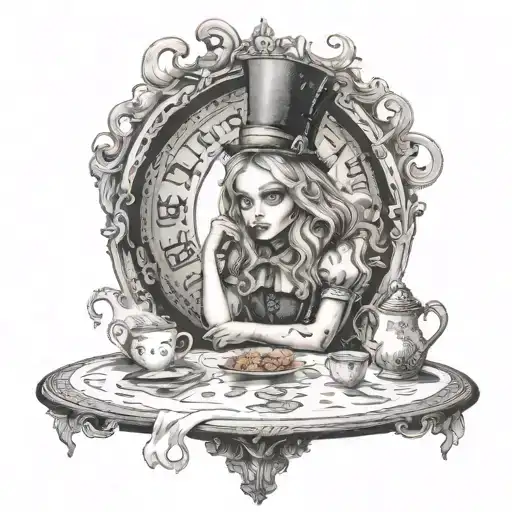 A Horror-themed Alice In Wonderland Scene With A Dark Twist