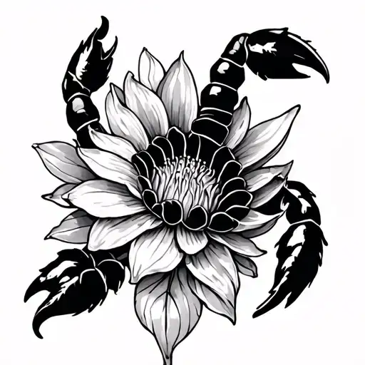 Scorpion And Lotos Flower Blooming