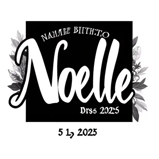 Name Script Tatto With Name Noelle And Birthdate 5-13-2025