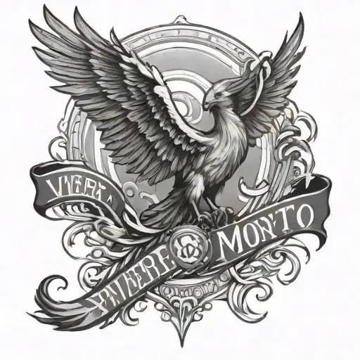 Phoenix With The Inscription Vivere & Memento Mori