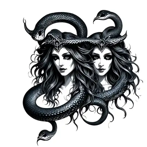 Hecate Goddess Snake Witchcraft Wearing Fown 3 Faces