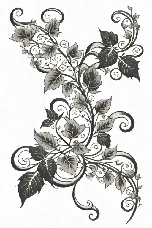 Thin Vine Wrapping With Small Leaves Growing