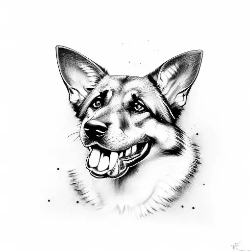 German Shepard Dog With Mouth Open