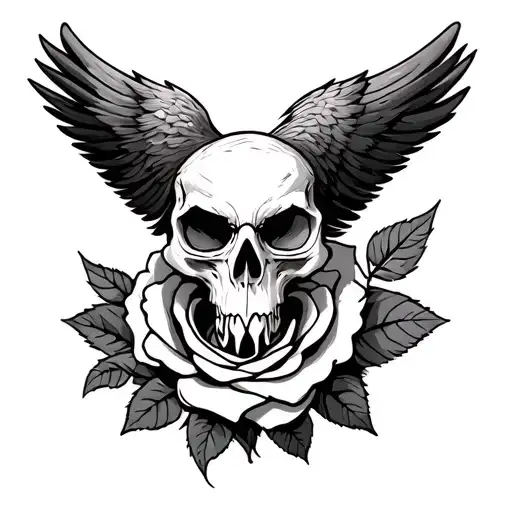 Eagle Skull And Rose