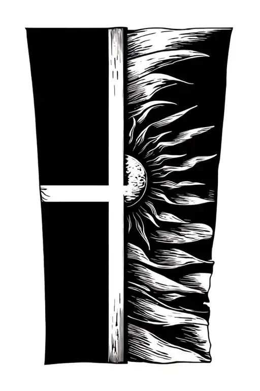 Half Sun Flag With A Half Flag Of Denmark