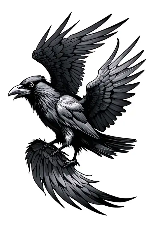 Bicep Tattoo Of Raven Wing Spread