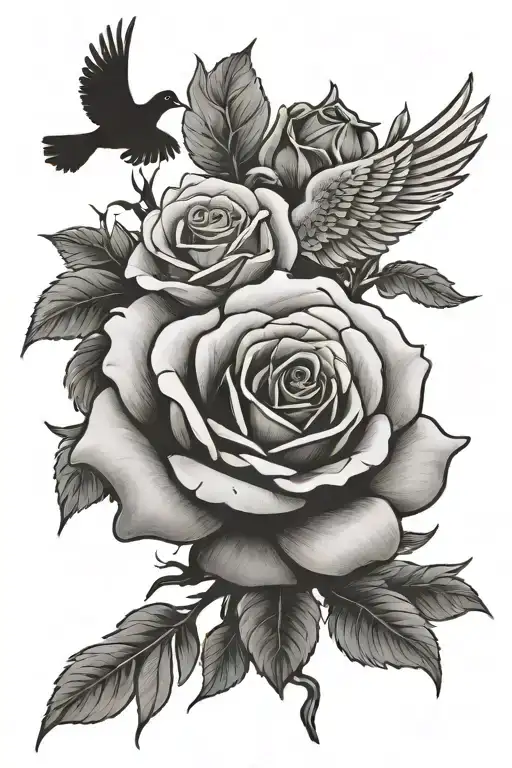 Create A Rose Blooming With A Dove Shaded