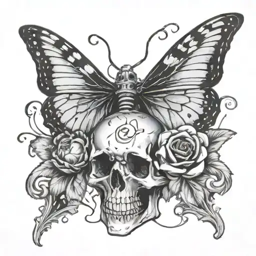 A Butterfly And In Histoire Wings A Skull Face That Aopears To Be In Space