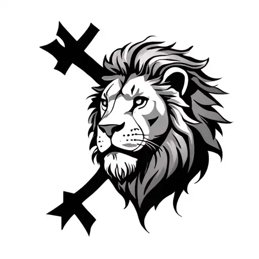 Lion Head With A Cross