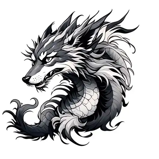 Japanese Dragon And Wolf Sleeve