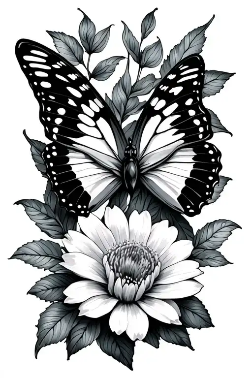 Butterfly And Birth Flowers