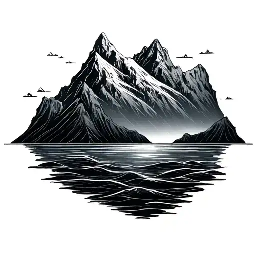 One Line Tattoo Mountain Sea