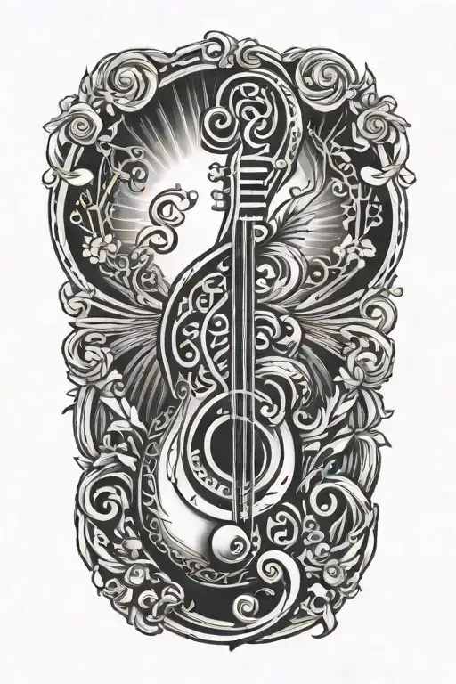 Treble Clef Holding A Dying Bass Clef With Sunbeams