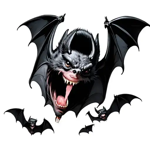 3 Bats Flying But One Bat Has Head Missing