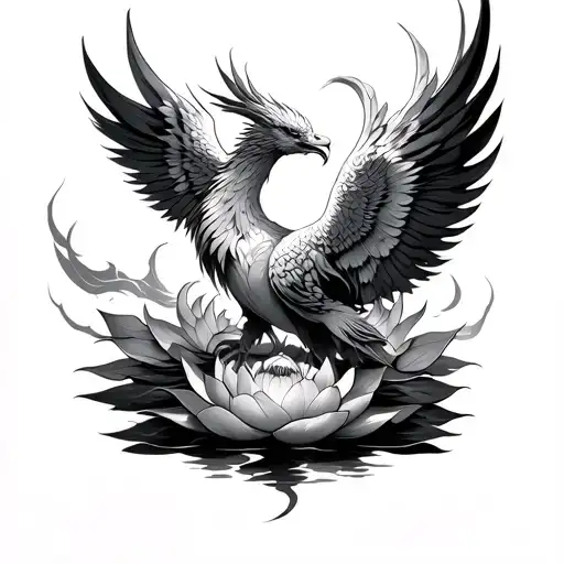 Phoenix Rising From Lotus