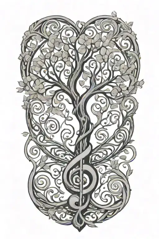 The Tree Of Life Inside A Treble Clef Intertwined