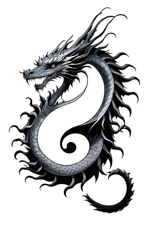 Dragon Representing Yingyang Symbol