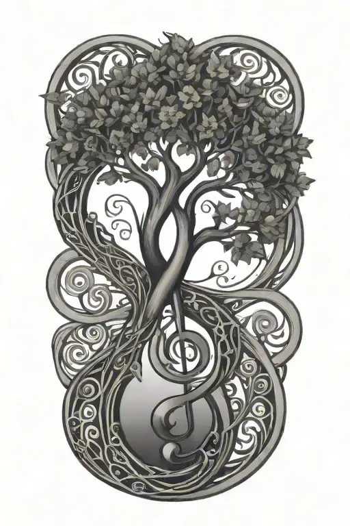 The Tree Of Life Inside A Treble Clef Intertwined