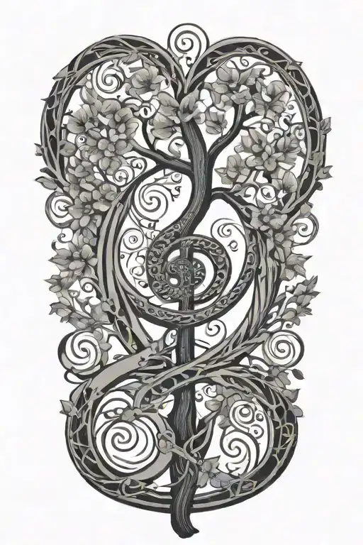 The Tree Of Life Inside A Treble Clef Intertwined
