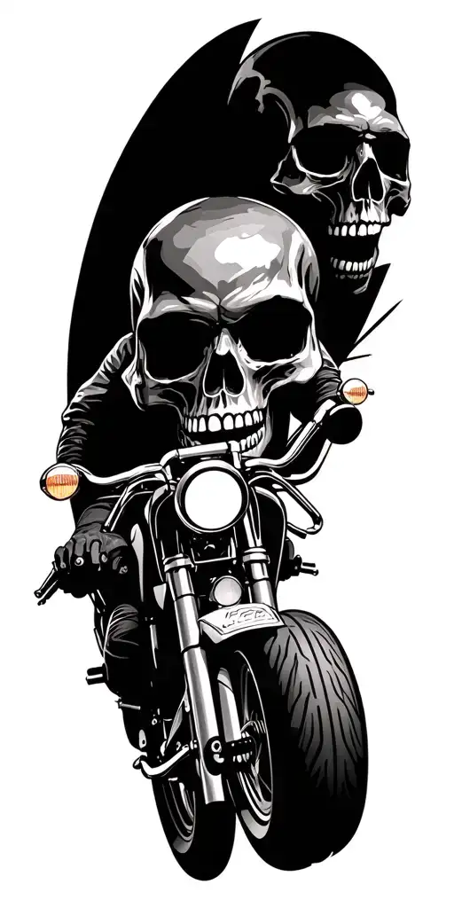 Skull And Motorcycles Racing Through The Streets